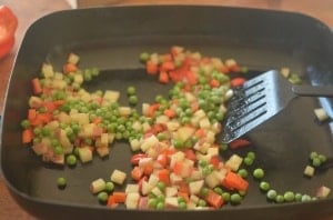 Christmas Pepper and Pea Potatoes. A new spin on a holiday classic!